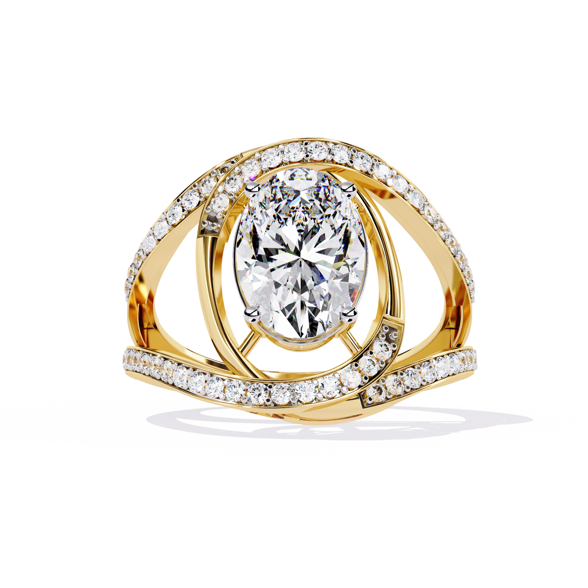 7.78 CT Twist Shank Solitaire Ring | 14K Yellow Gold
